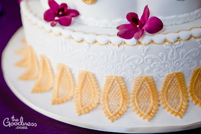 Sweet Cakes by Rebecca - white lace and gold detail wedding cake