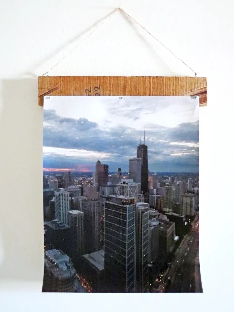 photo of Chicago skyline attached to pallet wood