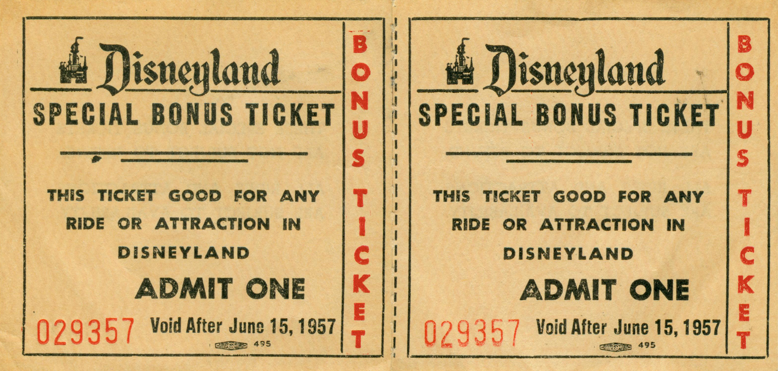 Vintage disneyland tickets