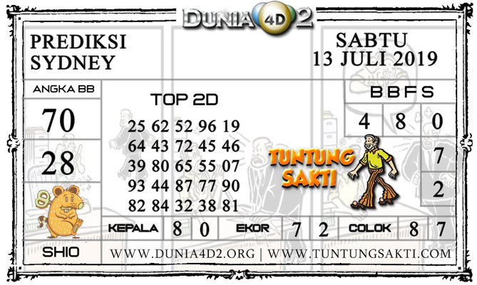 Prediksi Togel “SYDNEY” DUNIA4D2 13 JULI 2019
