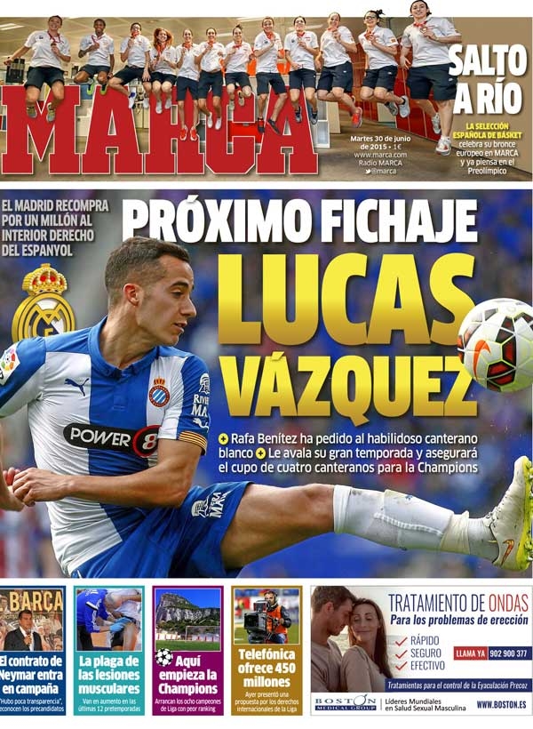 Real Madrid, Marca: "Próximo fichaje, Lucas Vázquez"