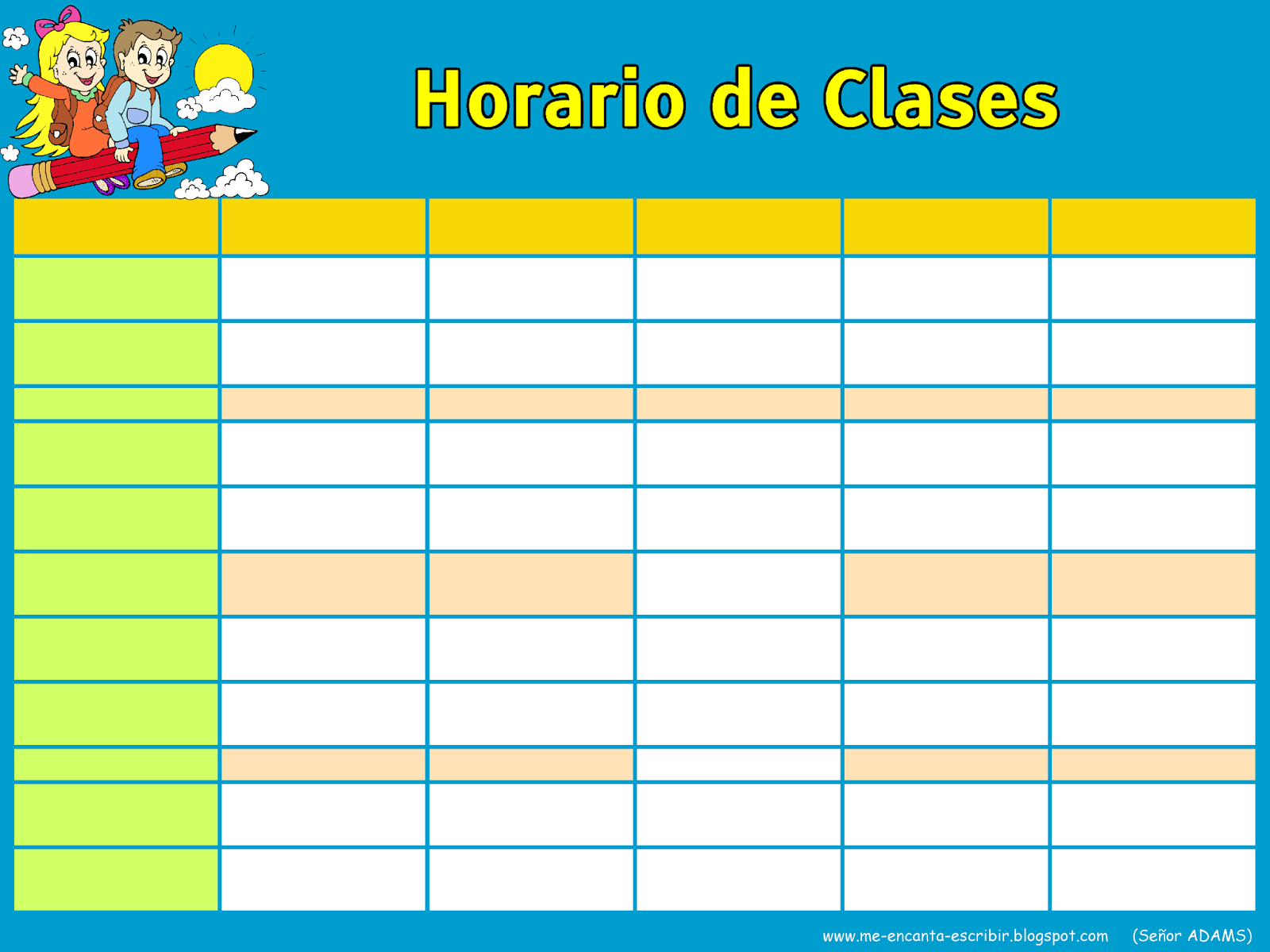 Me encanta escribir en español El horario escolar Las asignaturas (las materias)