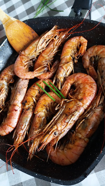 Gambas grillés huile d'olive-piment d'Espelette; Gambas grillés huile d'olive-piment d'Espelette