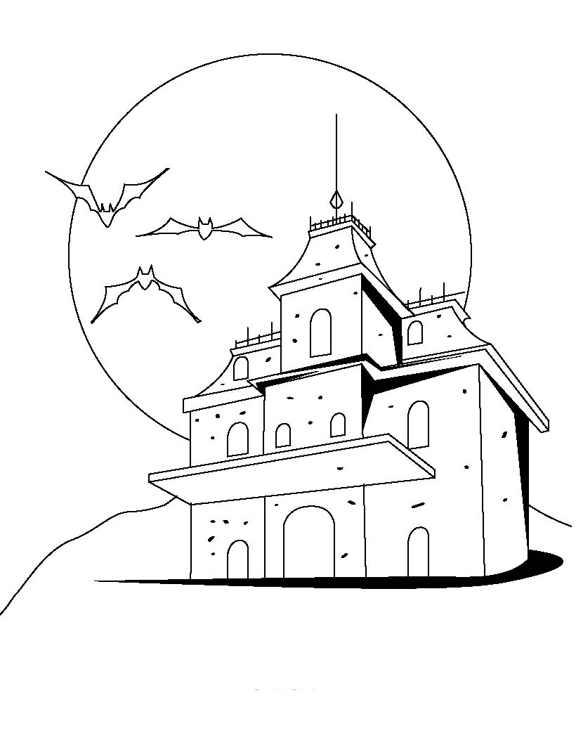 halloween coloring pages: Scary House Coloring Pages, Scary Halloween