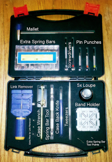 Tools included in SE JT6226 19 Piece Watch Repair Tool Set