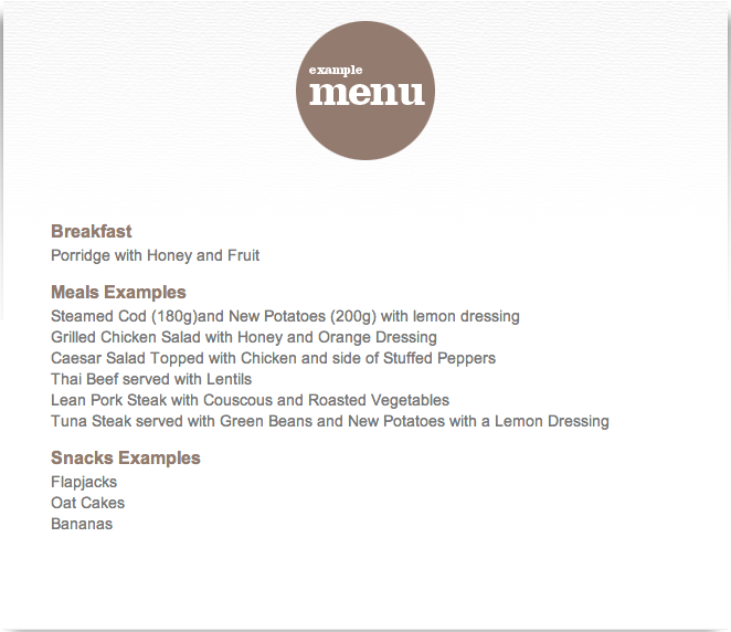 Hillmotts bootcamp example menu Hillmotts bootcamp example menu