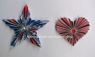 pleated star and pleated heart valentine
