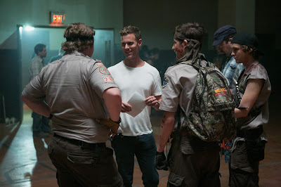 Chris Landon and cast on the set of Scouts Guide to the Zombie Apocalypse