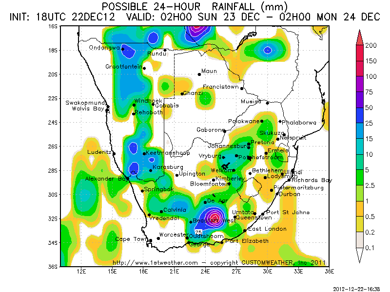 SA Weather and Disaster Observation Service Possible 24 hour rainfall