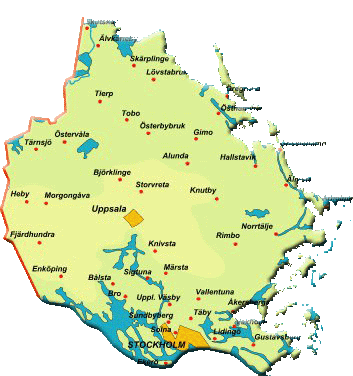 Karta över Uppland Regionen bild | Karta över Sverige, Geografisk