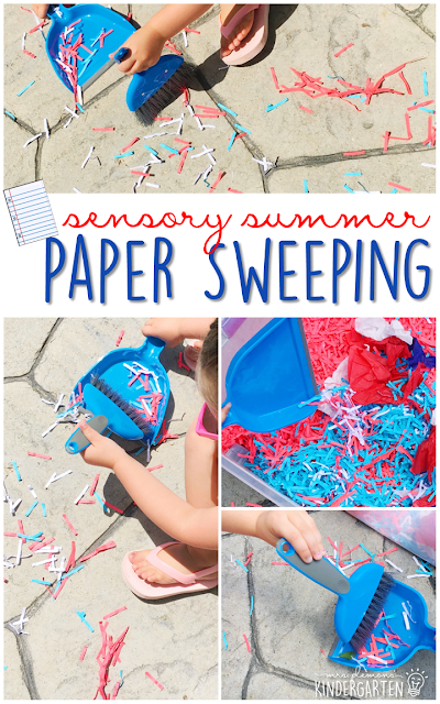 Practice fine motor skills with this paper filled sensory bin! This is a perfect activity for summer tot school, preschool, or kindergarten!