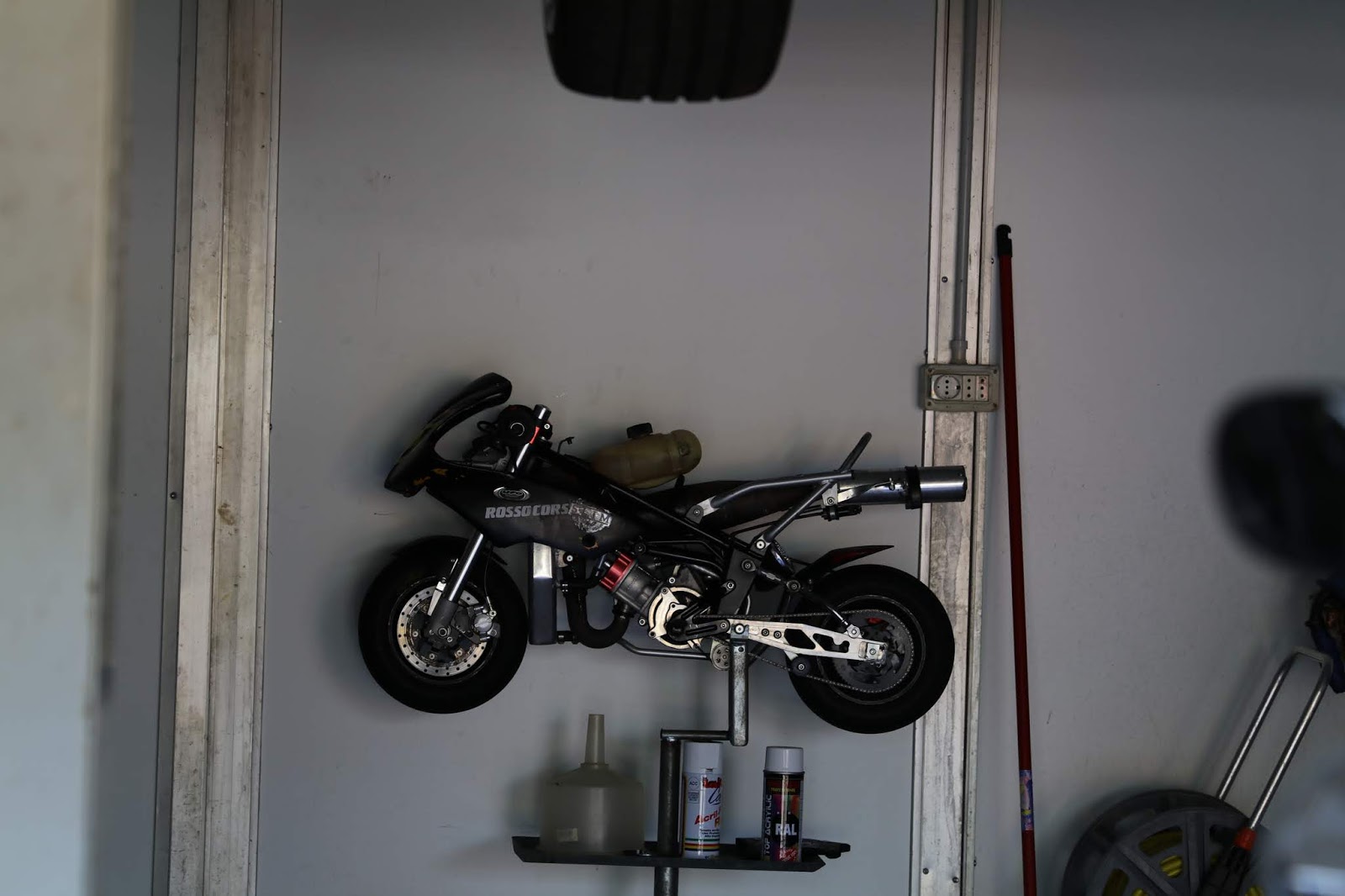 Oldmotodude Mini Moto Racer Spotted On A Garage Wall In