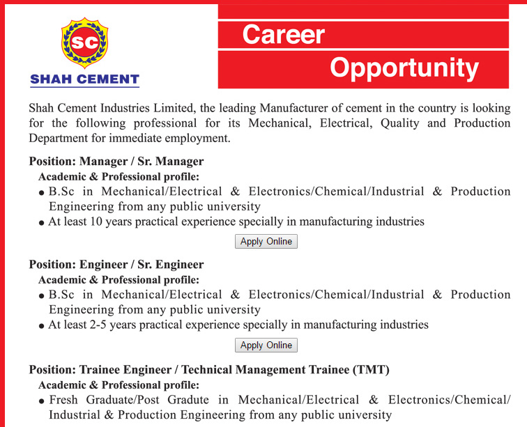 application for the post of management trainee