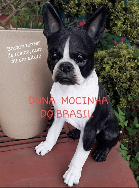 CACHORRO BOSTON TERRIER DE RESINA