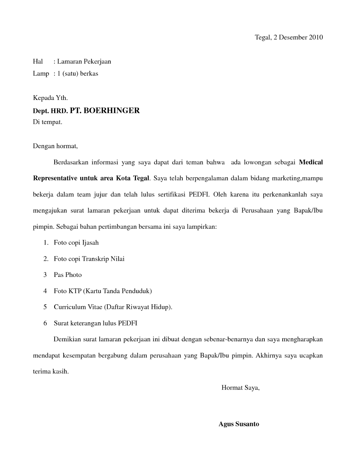Ben Jobs 5 Surat Lamaran Kerja Analis Kesehatan