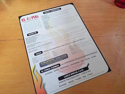 El Comal Taqueria and Grill Menu Front El Comal Taqueria and Grill Menu Front