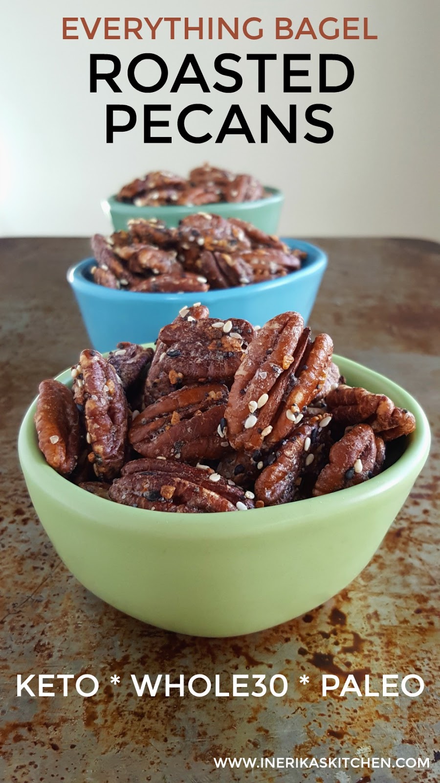 Everything bagel roasted pecans {keto, paleo, Whole 30, low carb}