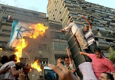 Flag-burning, Israeli Embassy, Cairo