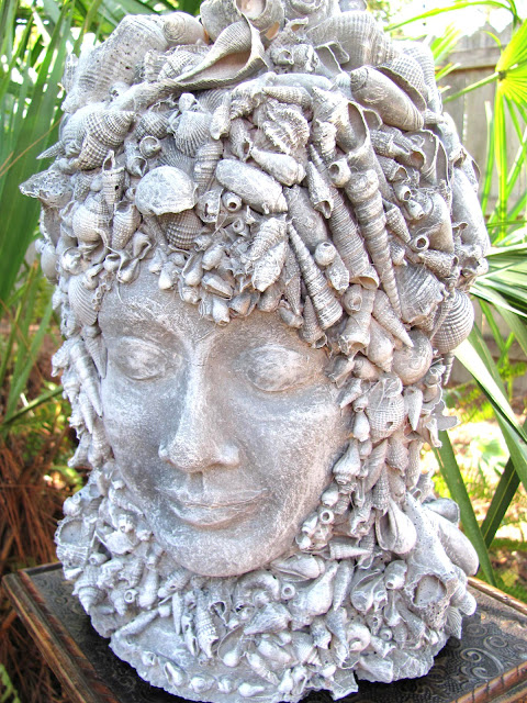 diy bust with shells and clay