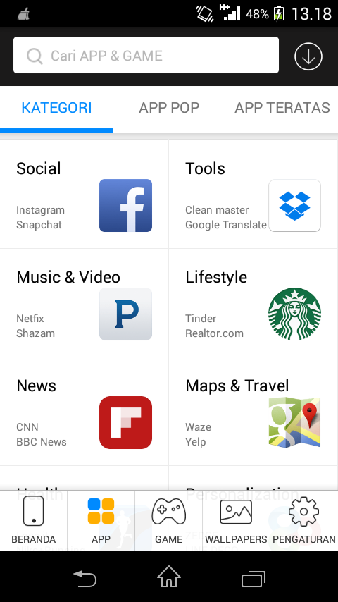 Kategori Aplikasi Android Store