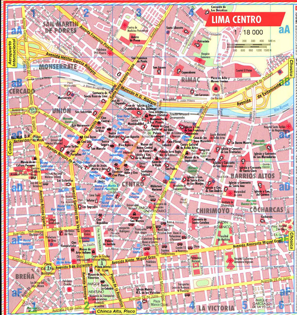 Mapa do centro da cidade de Lima