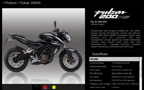 Pulsar 200NS sudah terlihat di situsnya Kawasaki Motor Indonesia dengan tagline Urban Runner