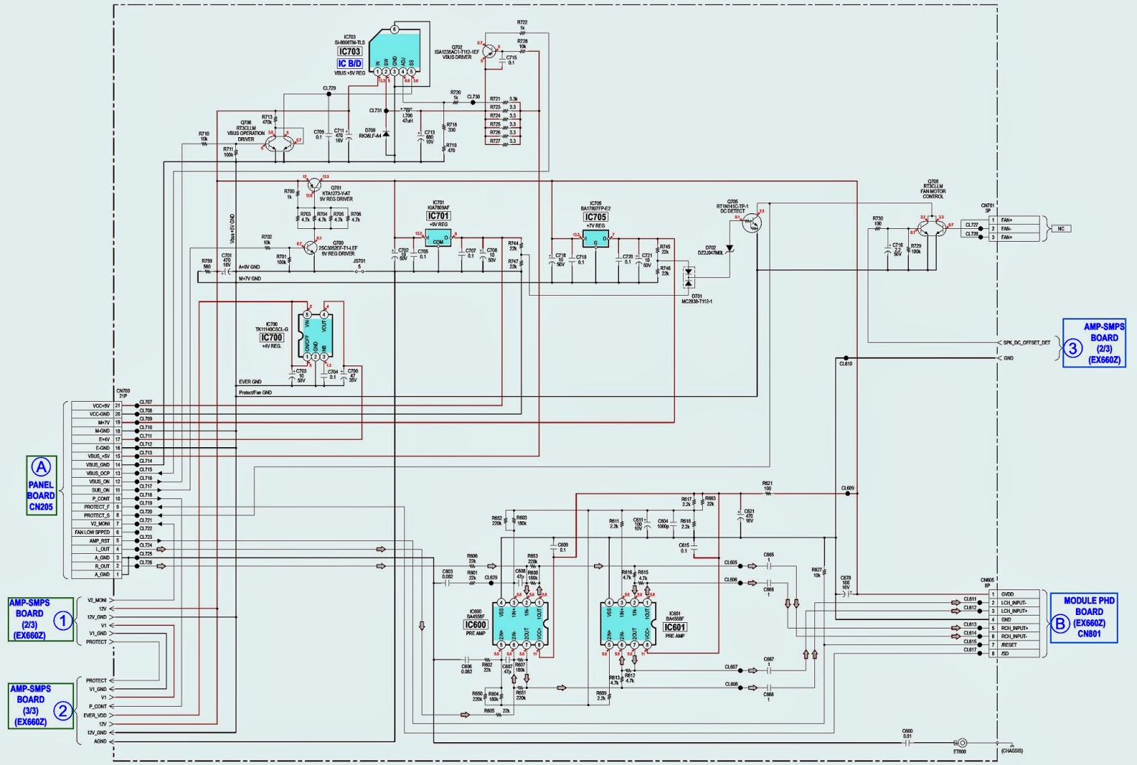 SONY HCD EX660Z SCHEMATIC Wiring diagram Schematic SMPS and AMPLIFIER