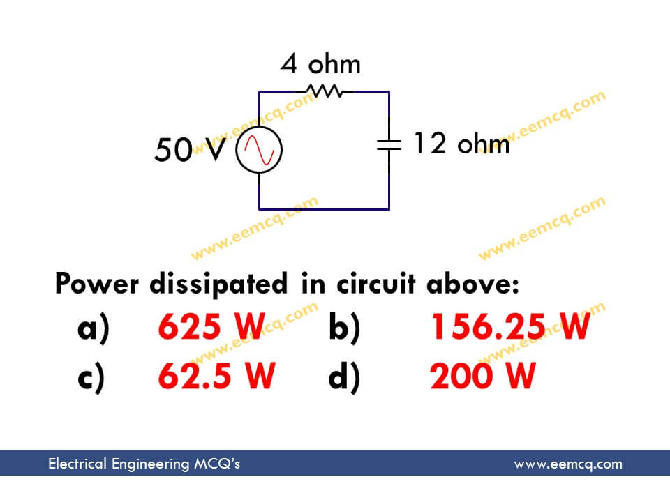 Network Theory 4 Ohm Resistor with 12 Ohm Capacitor and 50 V Source