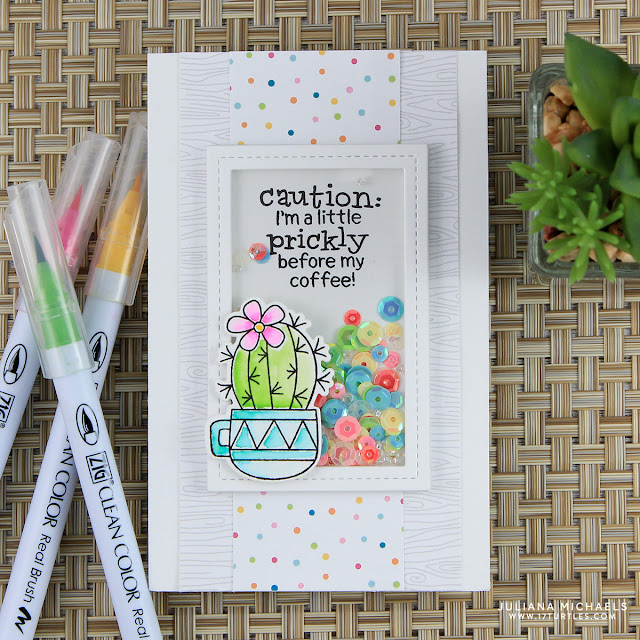 Prickly Before Coffee Shaker Card by Juliana Michaels featuring Newton's Nook Designs Cuppa Cactus