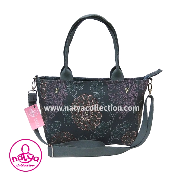 Tas Cewek/Wanita Kanvas Model/Motif Bunga Abu-Abu Natya Collection Tas Cewek/Wanita Kanvas Model/Motif Bunga Abu-Abu Natya Collection
