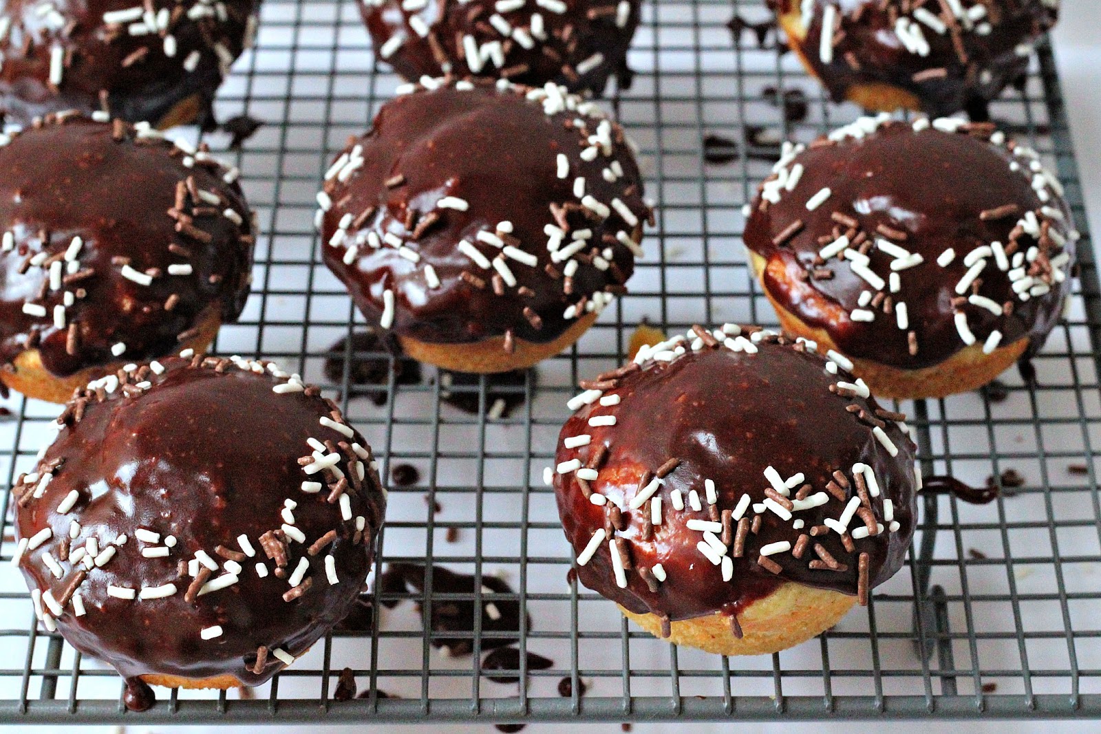 Milk and Honey Chocolate Glazed Baked Doughnut Muffins