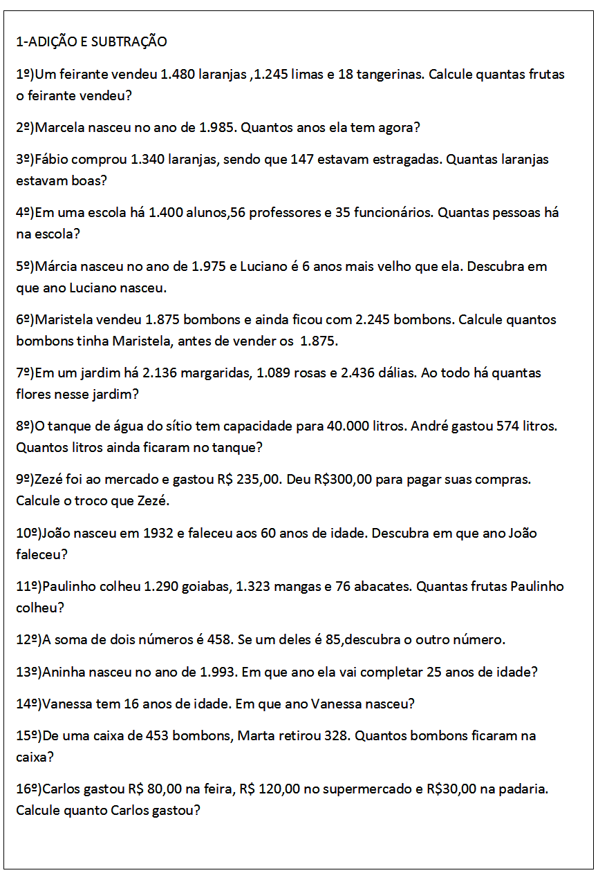 💖 Problemas de Adição e Subtração - Aprender e Brincar