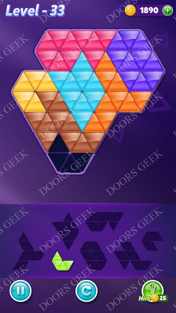 Block! Triangle Puzzle Advanced Level 33 Solution, Cheats, Walkthrough for Android, iPhone, iPad and iPod