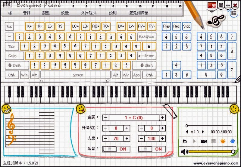 用電腦鍵盤彈鋼琴，模擬鋼琴學習軟體，最新版Everyone Piano多國語言綠色免安裝版！
