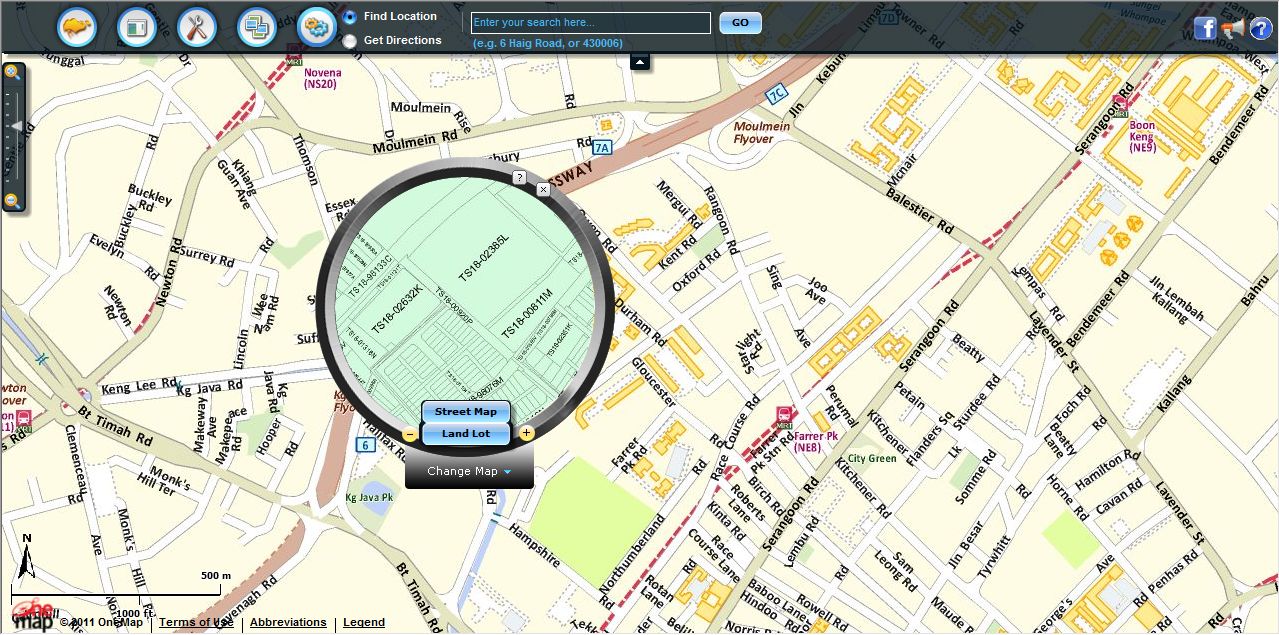 OneMap.sg: Tip: Magnifying tool in Tools icon