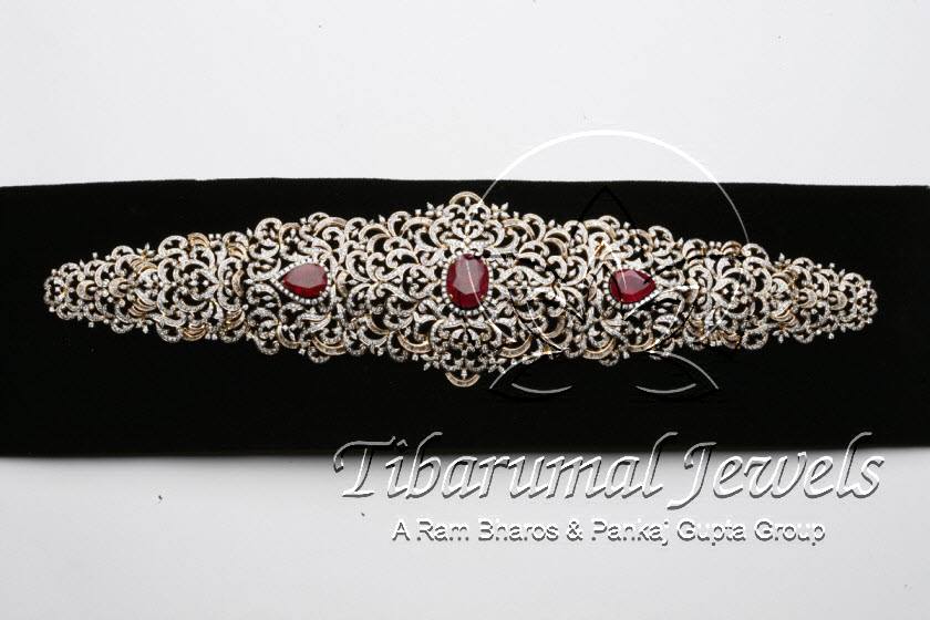 Indian Jewellery and Clothing Bridal diamond vaddanam encrusted with
