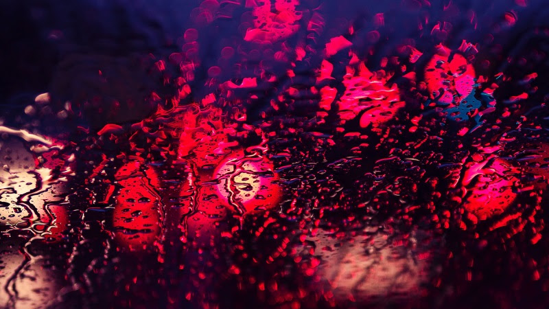 Red Lights in Cold Rain Drops