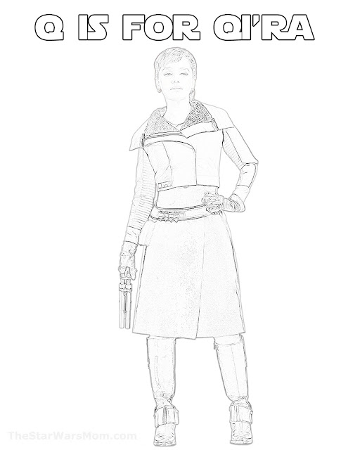 Q is for Qi'ra Alphabet Coloring Page from Solo: A Star Wars Story