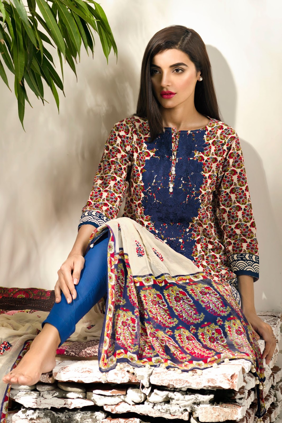 Khaadi Cambric Unstitched Collection 2015 F15530A (BLUE)