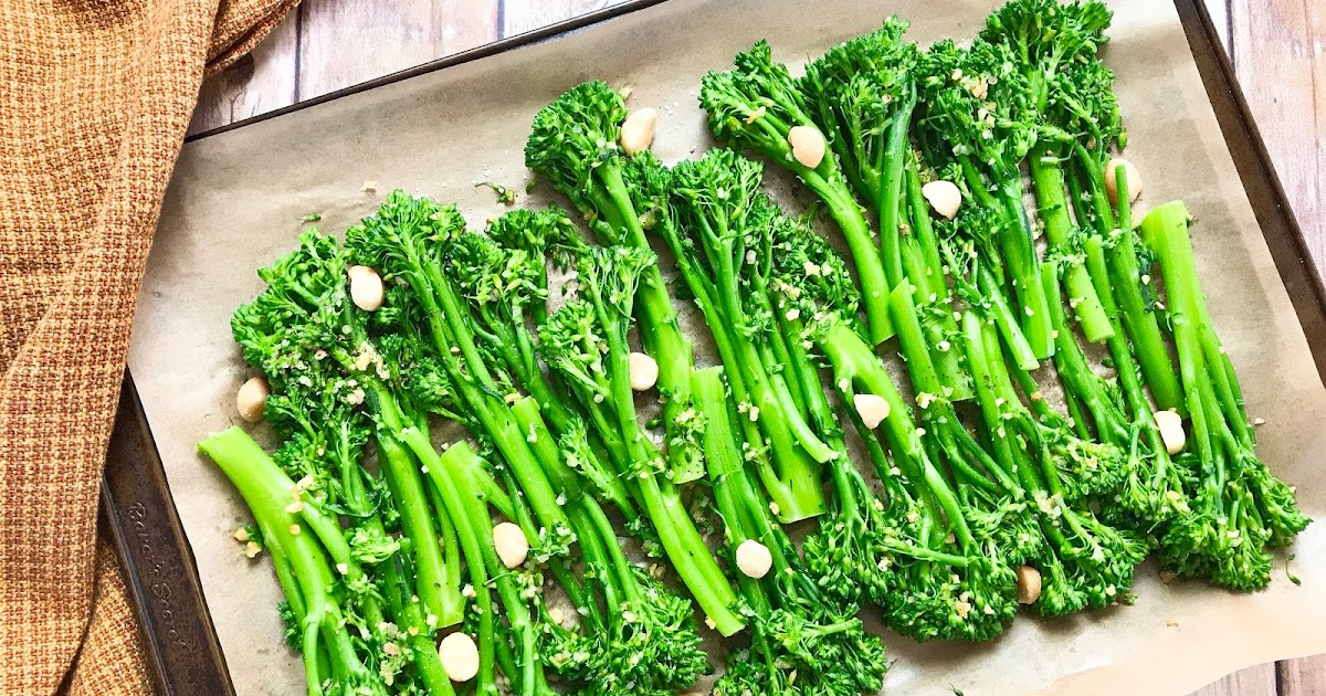 Oven Roasted Broccolini with Garlic and Macadamia Nuts