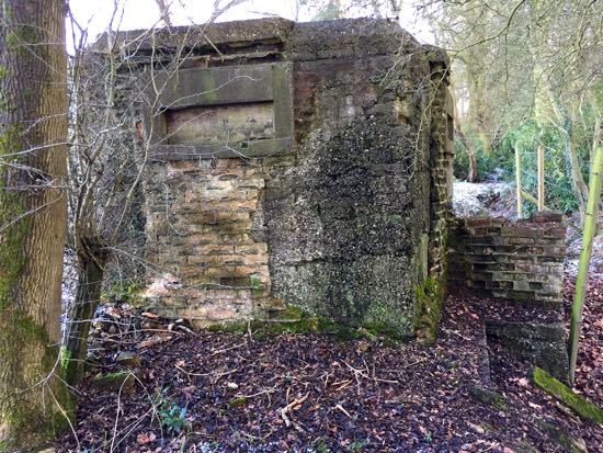 Photograph of The type-24 pillbox in the grounds of Queenswood School, North Mymms Image courtesy of Dr Wendy Bird, Archivist at Queenswood School