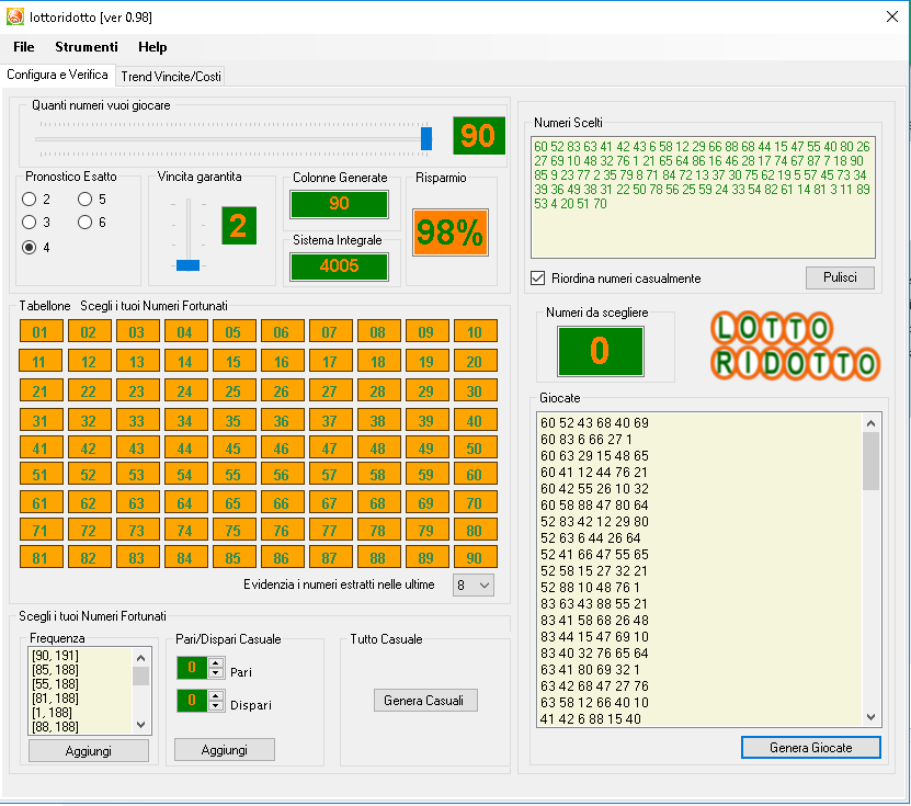 ridurre i sistemi lotto e superenealotto