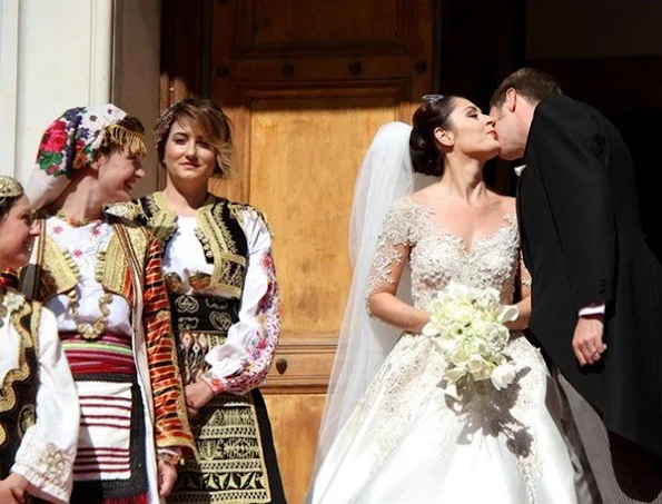 Prince Leka Zogu of Albania got married with singer Elia Zaharia in capital city Tiran, wedding ceremony wedding dresses wedding diamond tiara, royalty word royal family