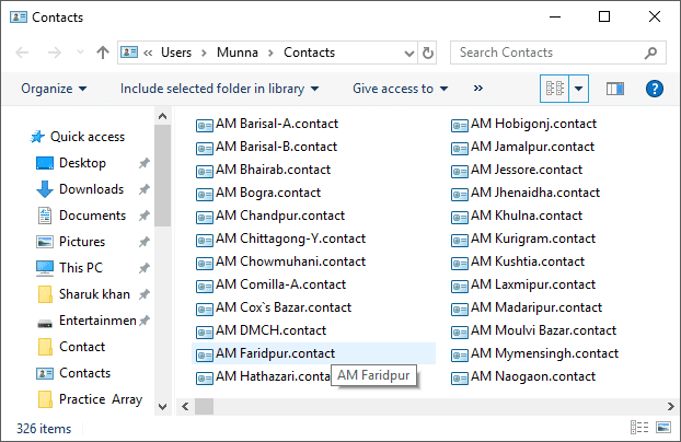 Windows Contacts sample
