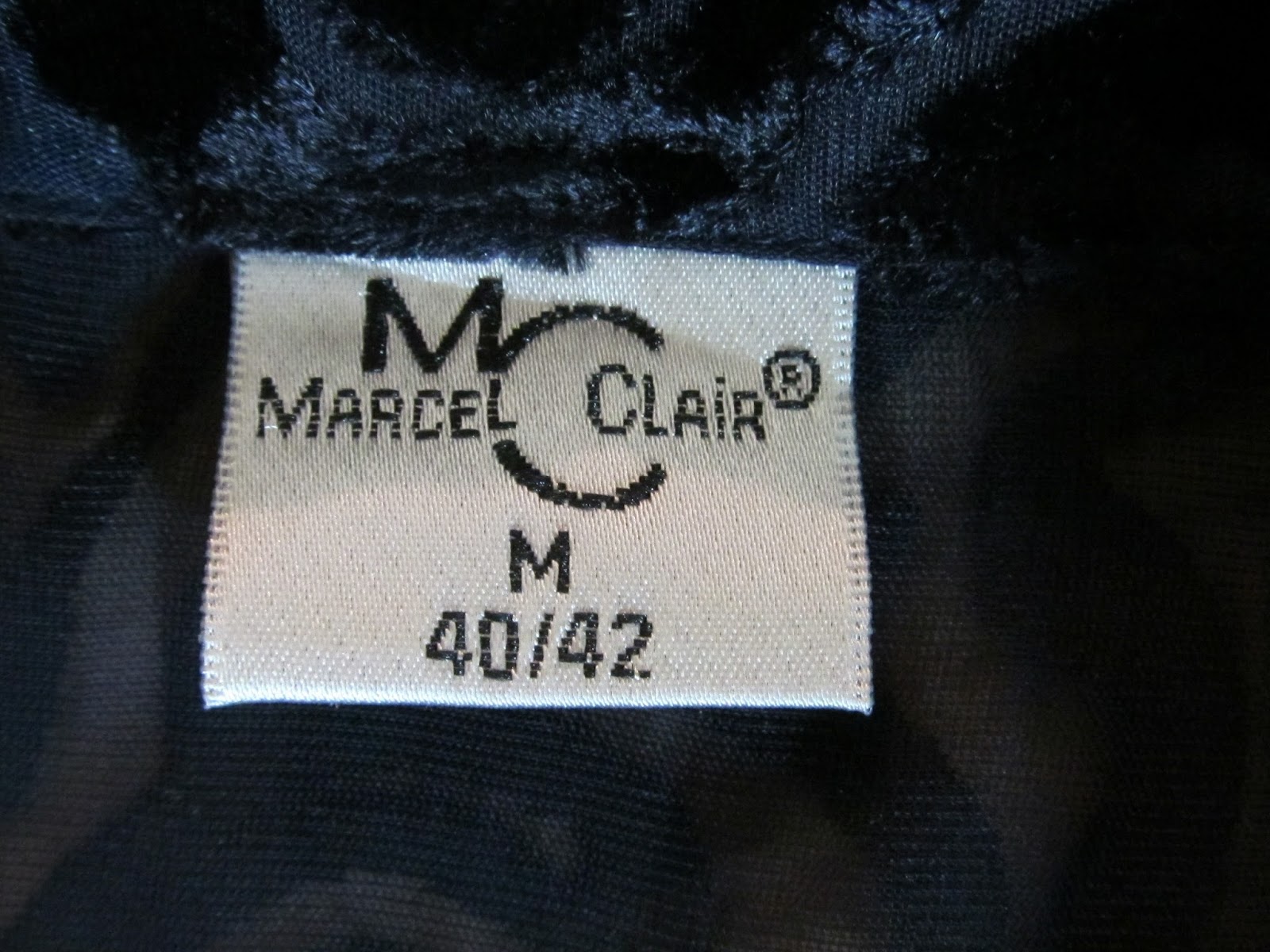Vtg Marcel Clair black part sheer flock pattern long tunic blouse M 40 ...