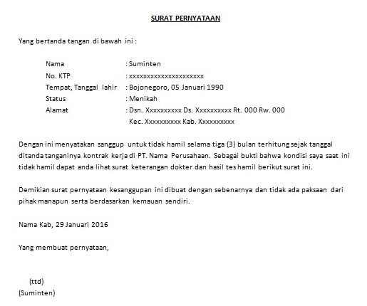 Contoh Surat Pernyataan Kerja Cara Buat Surat