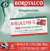 Borotalco #Viaggiasciutto ti regala 10€ per viaggiare con Trenitalia e vinci Scooter Piaggio Liberty Logo Borotalco #Viaggiasciutto ti regala 10€ per viaggiare con Trenitalia e vinci Scooter Piaggio Liberty
