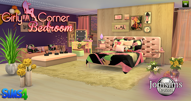 Sims 4 Ccs The Best Girly Corner Bedroom Set By Jomsims