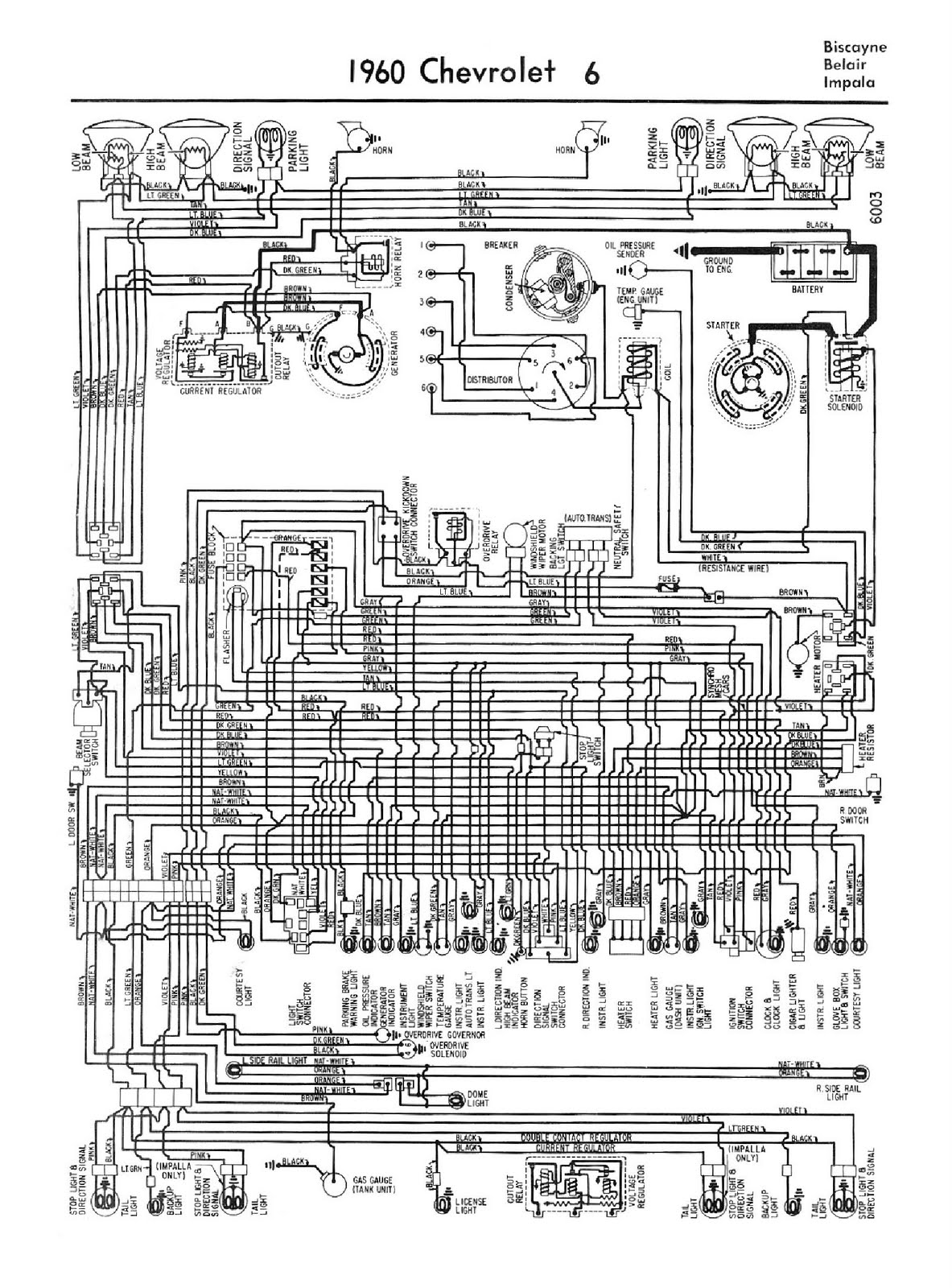 Free Auto Wiring Diagram: 1960 Chevrolet V6 Biscayne, Belair, and