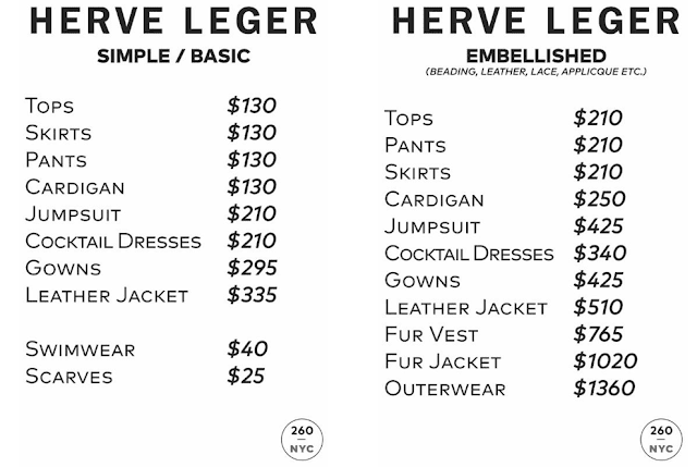 Herve Leger sample sale prices Herve Leger sample sale price list